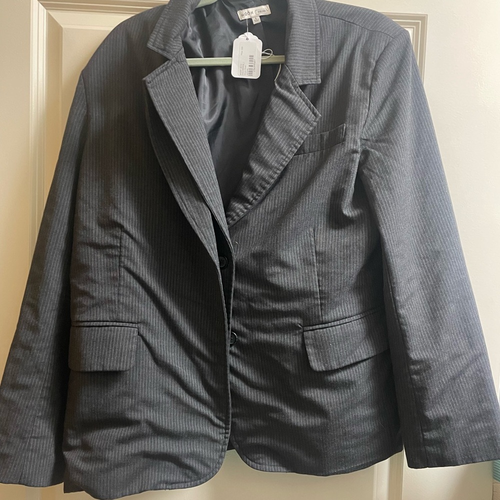 Women's Gray Pinstripe Blazer